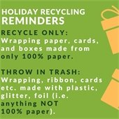 Holiday recycling guidelines graphic