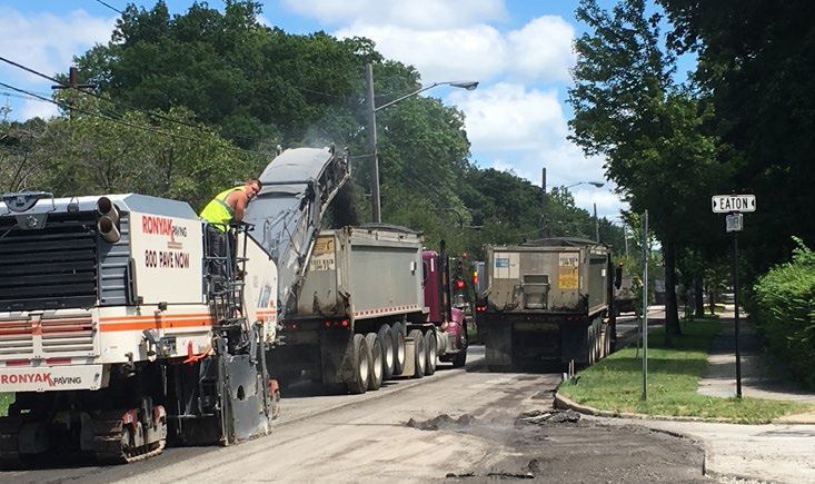 Heavy equipment on City sidestreet